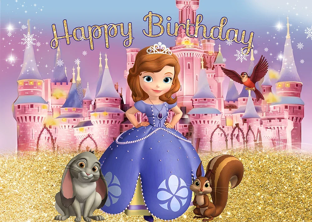 Princess Sofia Birthday Party Decoration Banner Photography Background Customized Shower Backdrops for Photo Studio