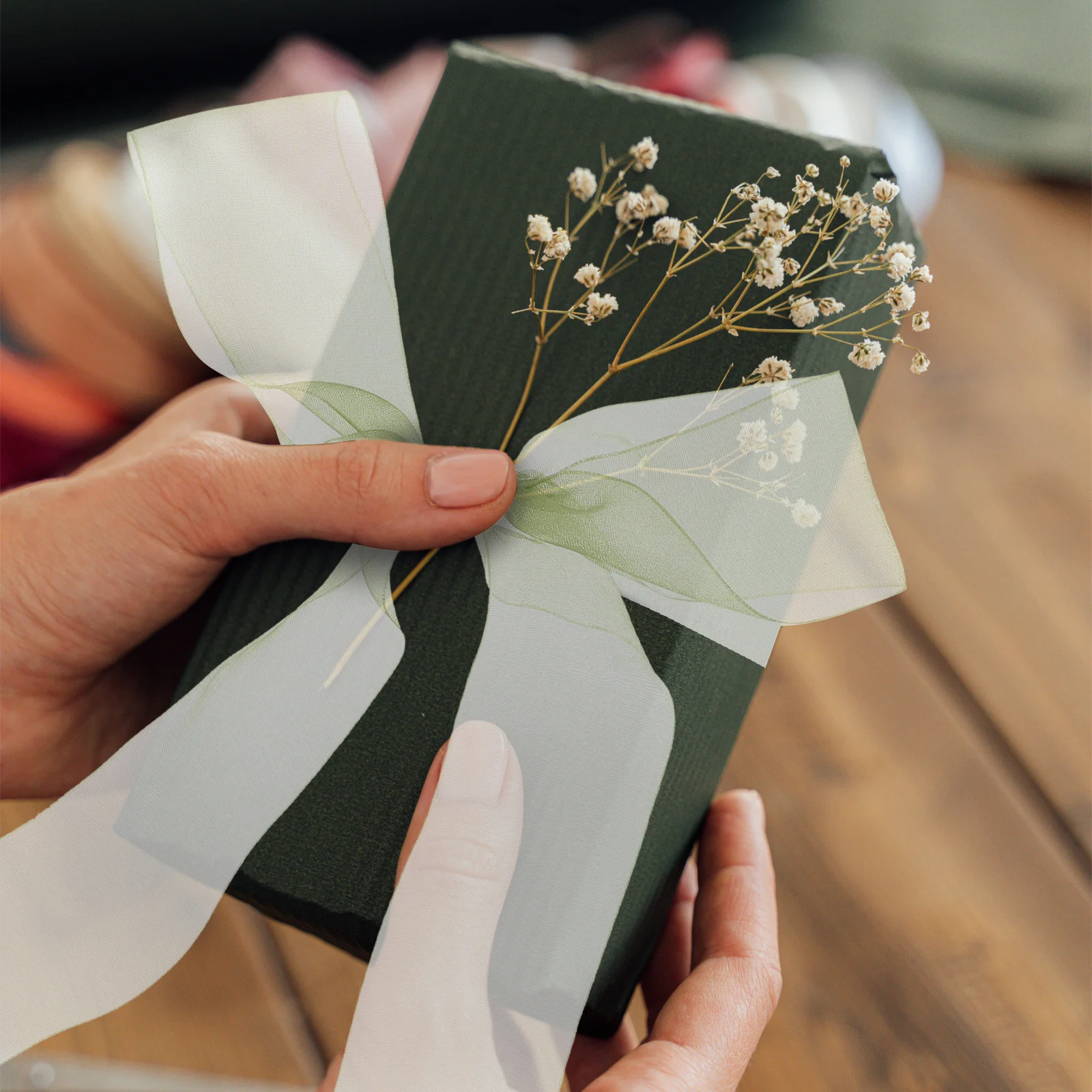 

1pcs 45M Gift Wrapping Ribbon Chiffon Organza 4Cm Wide Rainbow Glitter Ribbon For Crafts Bouquets Cake Boxes Diy Decor Holiday