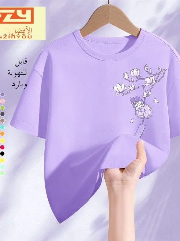 camiseta-de-algodao-puro-com-estampa-de-desenho-animado-para-meninas-estilo-fofo-manga-curta-gola-redonda-fina-e-respiravel-para-o-verao-top-casual-para-criancas