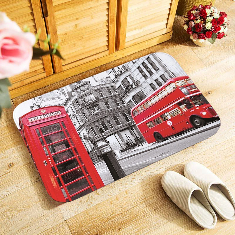 

Vintage London call box 40x60cm outdoor entrance doormat small area rug for bedroom kitchen hallway doormat anti-slip door mat