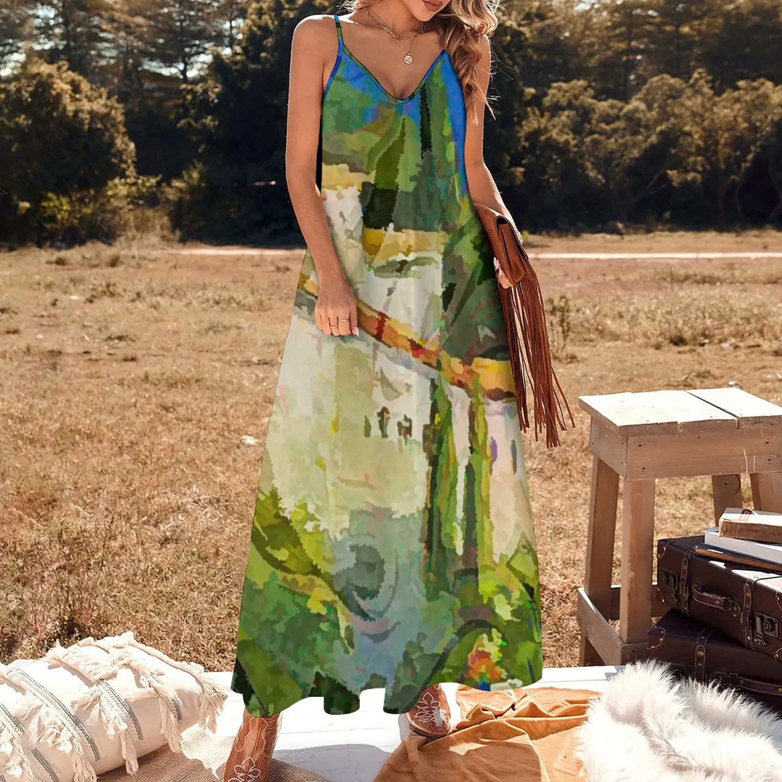 Greek Islands Sleeveless Dress Women's summer long dress elegant and pretty women's dresses