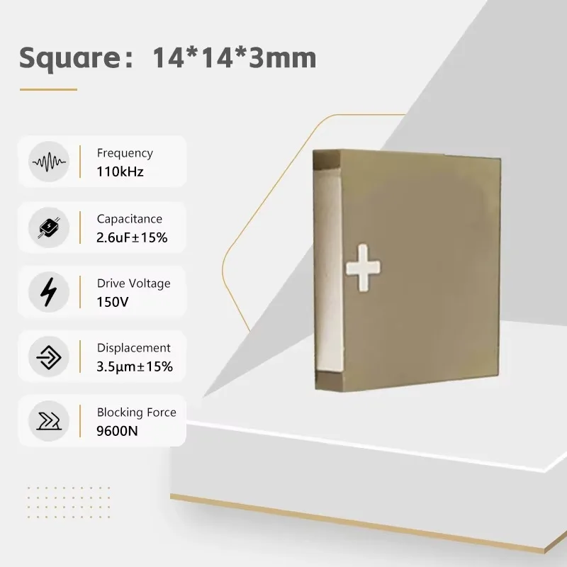 3.5μm Chip Multilayer Actuators 110kHz Multilayer Piezo Ceramic 9600N Thrust Displacement Platform Piezo Actuators