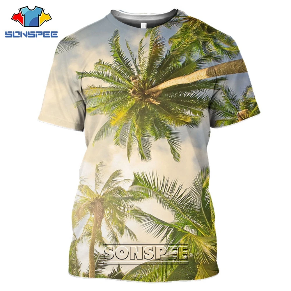 Summer Tropical Style Men\'s Ladies Casual T-Shirt Palm Leaf 3D Printing Hip Hop Harajuku Fitness Short Sleeve Top Loose Short Sl