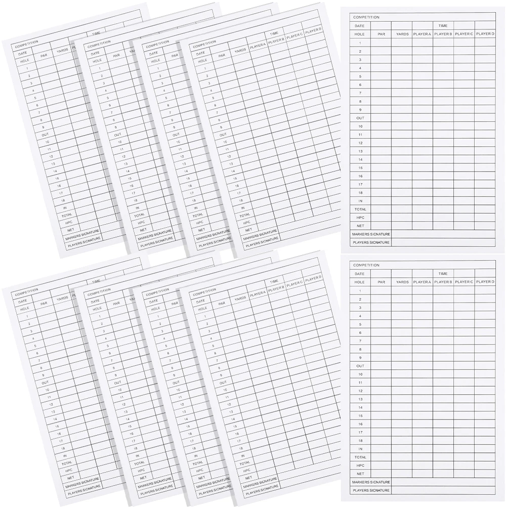 

10pcs Golf Scorecard Coated Paper Recording Cards High Quality Portable Golfs Supplies Sports Scorecards Ball Scorecards