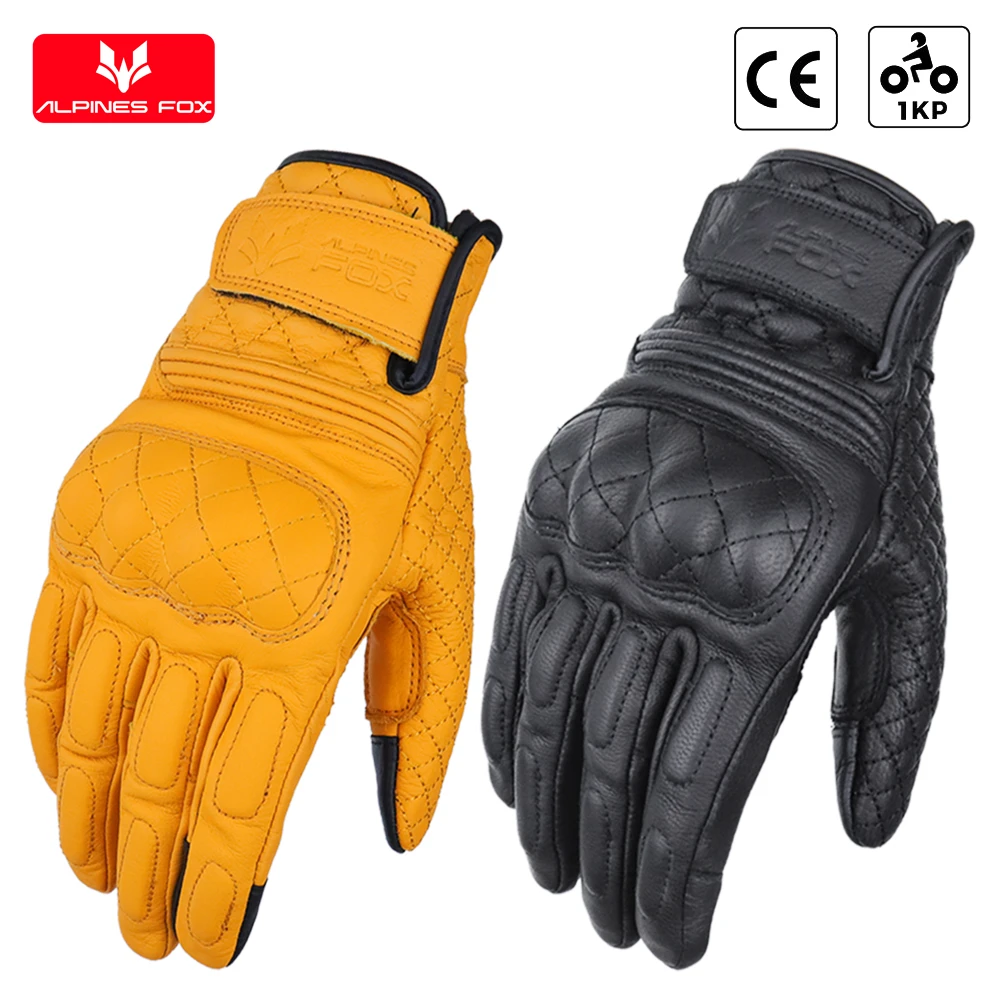 Vintage Motorcycle Gloves Leather Motobike Riding Glove Touch Screen Men Women Retro Motorcyclist Protected Goatskin Gloves
