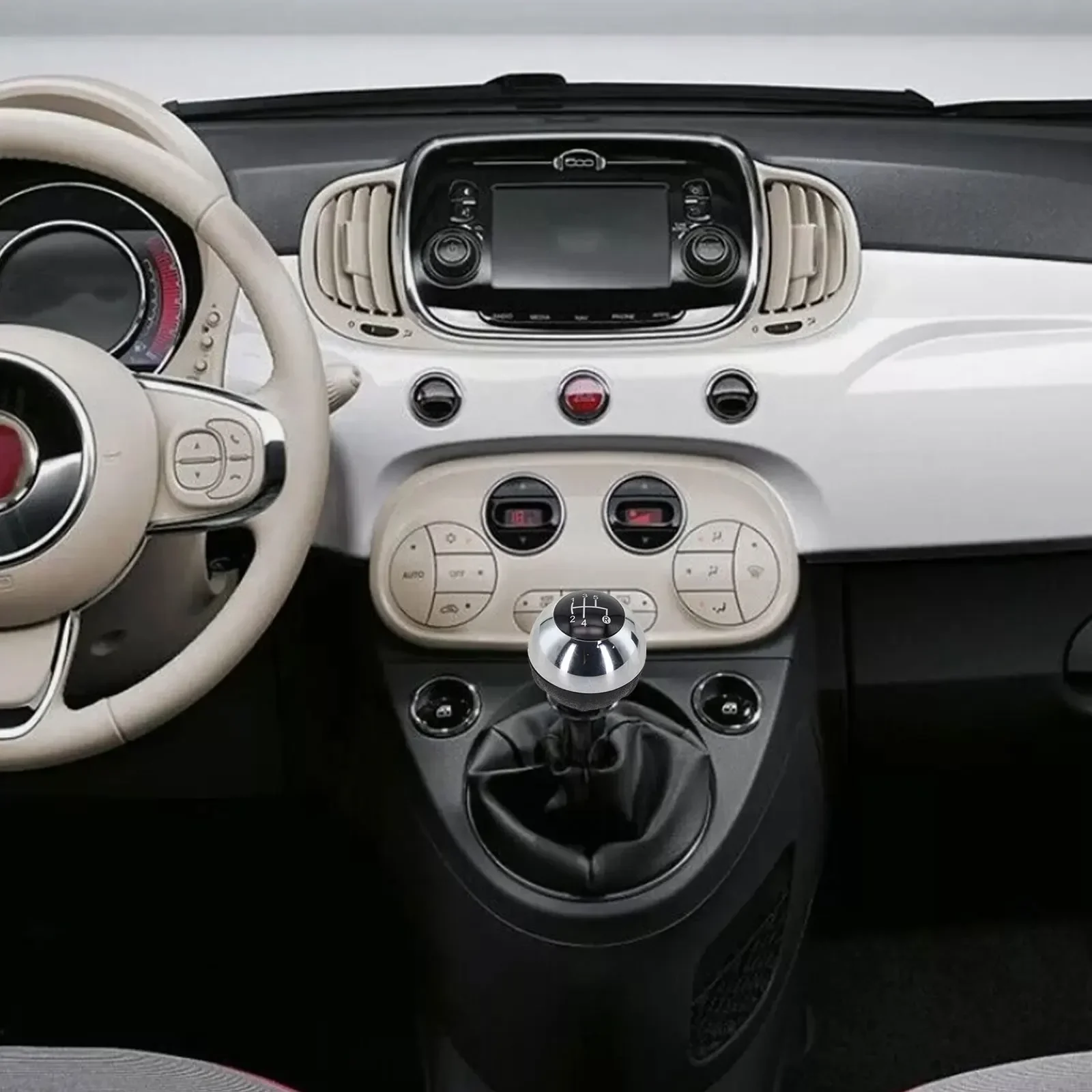 5 スピードマニュアルギアシフトノブヘッドボールクロームフィアット 500 12-18 OEM 部品番号 55344048   交換用カーアクセサリー