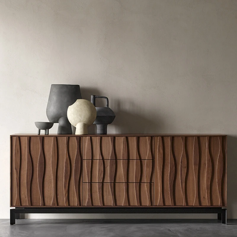 Credenza in legno massello armadio portaoggetti in legno di noce nero importato minimalista italiano design di fascia alta Z