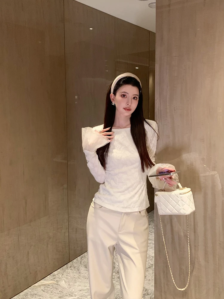 

KUN женская кружевная ажурная трикотажная основа irt для похудения Design Sensation Long Sve Regular Fit из нейлонового волокна для поездок на работу Sle