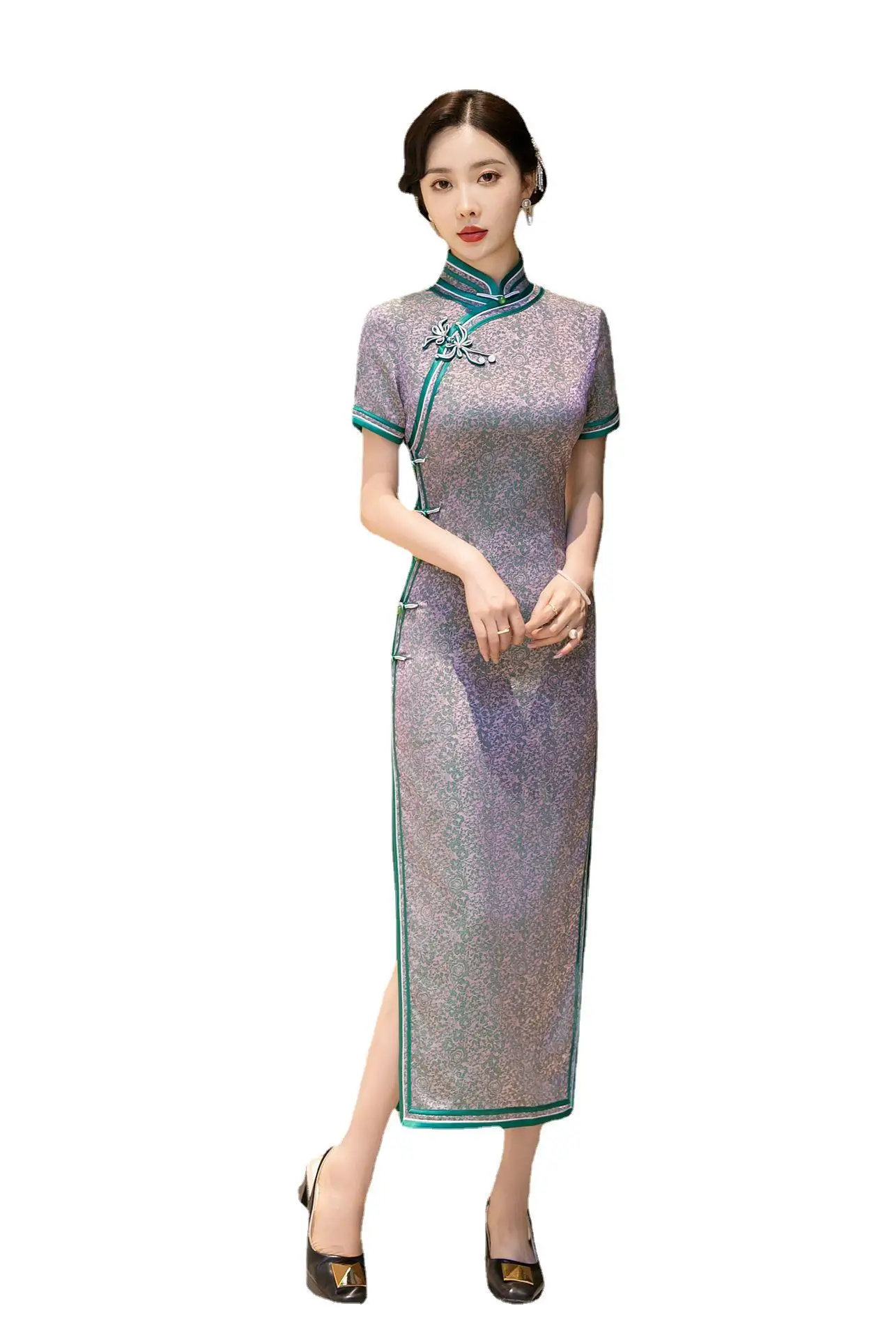 

Cheongsam Republic of China Style Waist-Tight Banquet Clothes Bridal Dress Wedding Catwalk Hip-Wrapped Party Fashion High-End