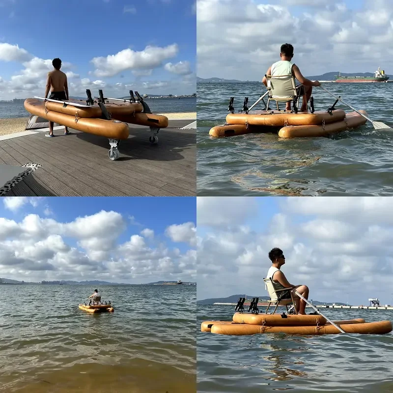 for PVC Inflatable Boat Wooden Water Drop Platform Outdoor Rafting Fishing Boating Fashion Inflatable Platform Lake Water