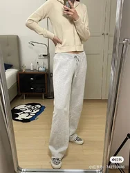 PUWD Women Cargo Pant 2024 Comfortable Straight Casual Solid Knitted Ropa De Mujer White Slim Trouser For Women's Trousers