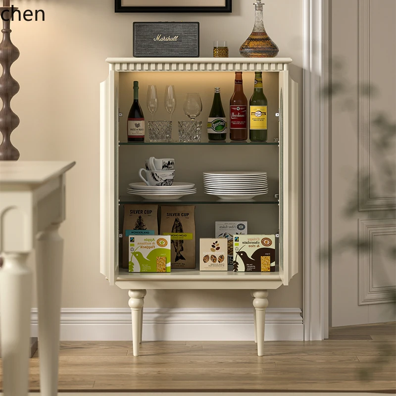 HSN Solid Wood Side Cabinet Dining Side Cabinet Begonia Glass Door Storage Wine Display Storage Cabinet