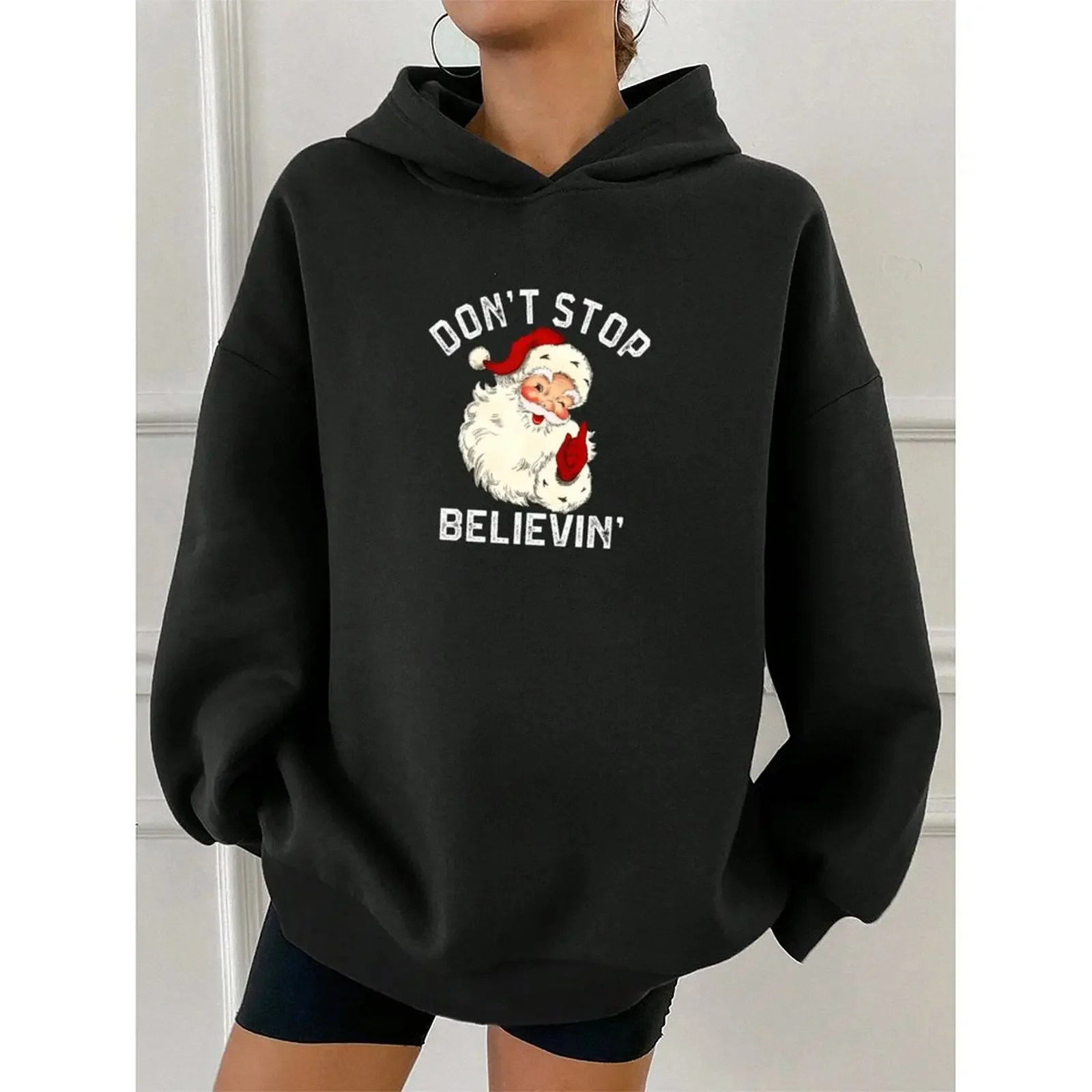 سترة نسائية بغطاء للرأس بلوزات شتوية مخملية غير رسمية مطلية بالرش مطبوعة ملونة بأكمام طويلة بلوفرات ملابس نسائية للخريف #2