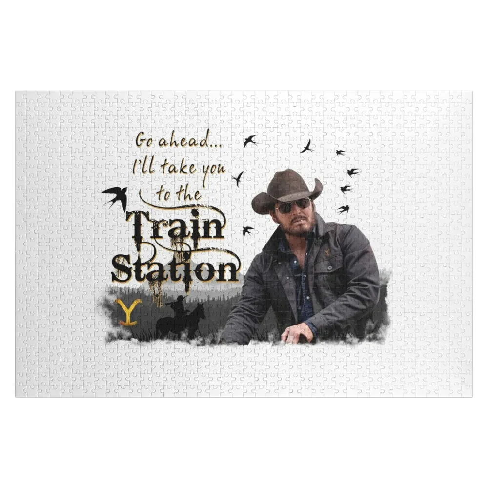 

Go Ahead I_ll Take You To The Train Station Rip Wheélér Yellówstóne American Tv Series Logo Jigsaw Puzzle Custom Photo Puzzle