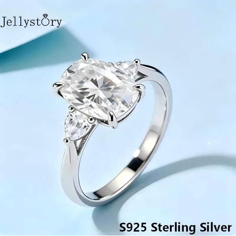 JellyStory JellyStory 6X9MM S925 Silver Rectangular Moissanite Ring Teardrop Side Design Full Inlaid Band Minimalist Jewelry for Daily Wear - Aliexpress Deal