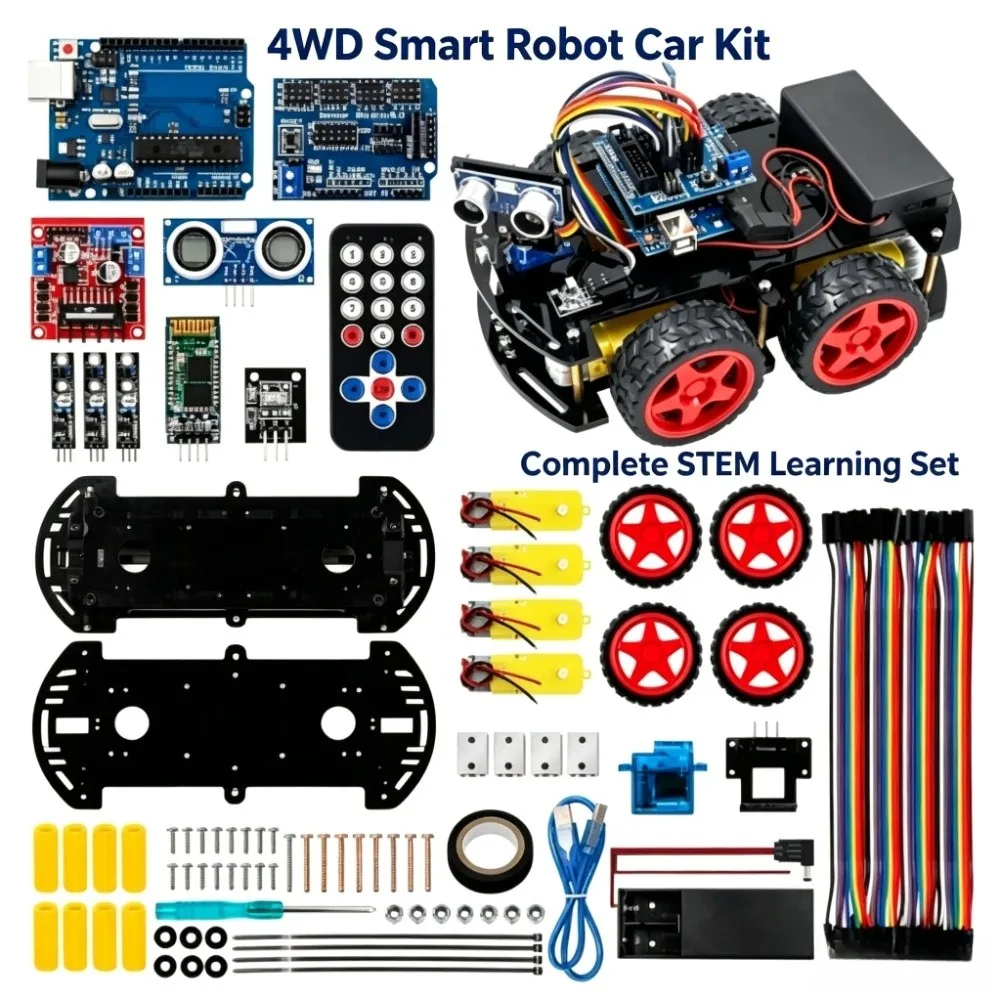 For School Robotics Class for 4wd Robot Car Kit Programmable Car Module Four-wheel Drive System Easy Assembly Design