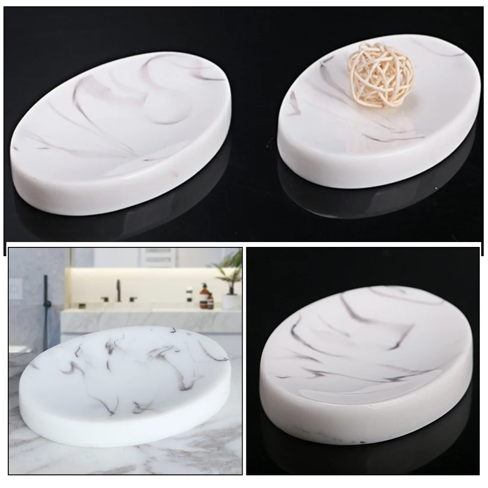 Holders Marble Soap Dish Tray Portable Container Decorations Shower White Resin