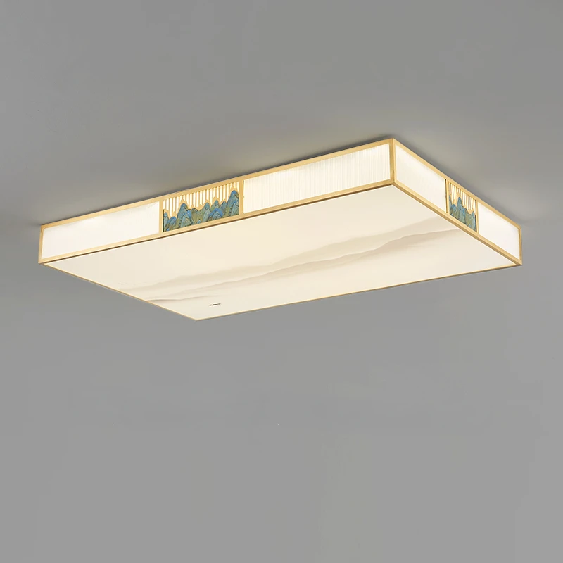 

New Chinese ceiling lamp living room lamp all copper Zen bedroom lamps