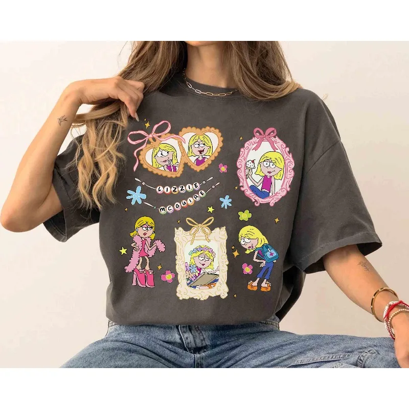 

2026 Summer Disney Lizzie McGuire Graphic T-shirt Men Women Fashion Cotton Quality Casual Loose Short Sleeve Classic Unisex