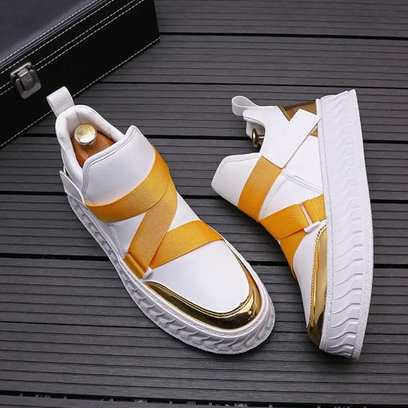 High top shoes men\'s spring burst small white shoes Korean version of fashion sports casual board shoes soft soled boots A6