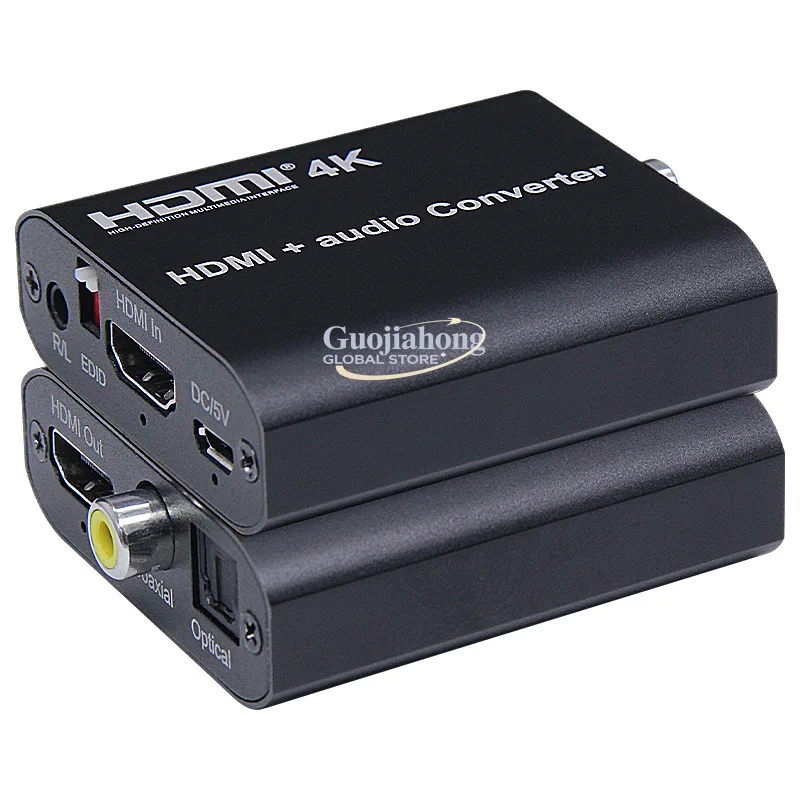 4K   Audio Video Separator Coaxial + Digital Optical + 3.5mm Stereo Audio Converter