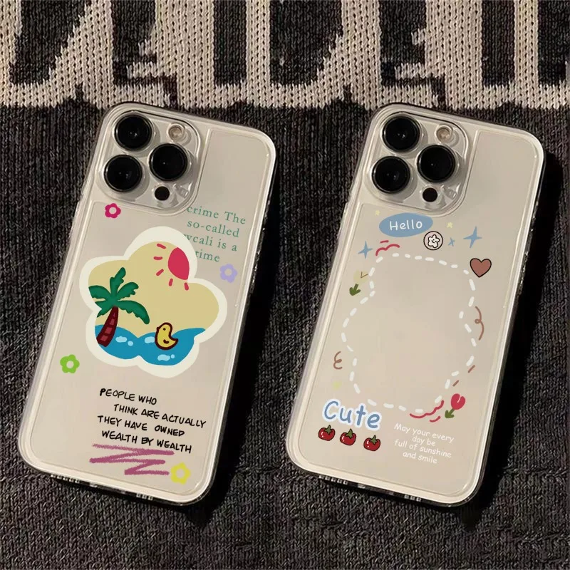 Ins Wind Colorful Stars Phone Case for IPhone 16 15 14 13 12 11 Pro Max 14 15 Plus Transparent Soft Cover Protection Back Cover