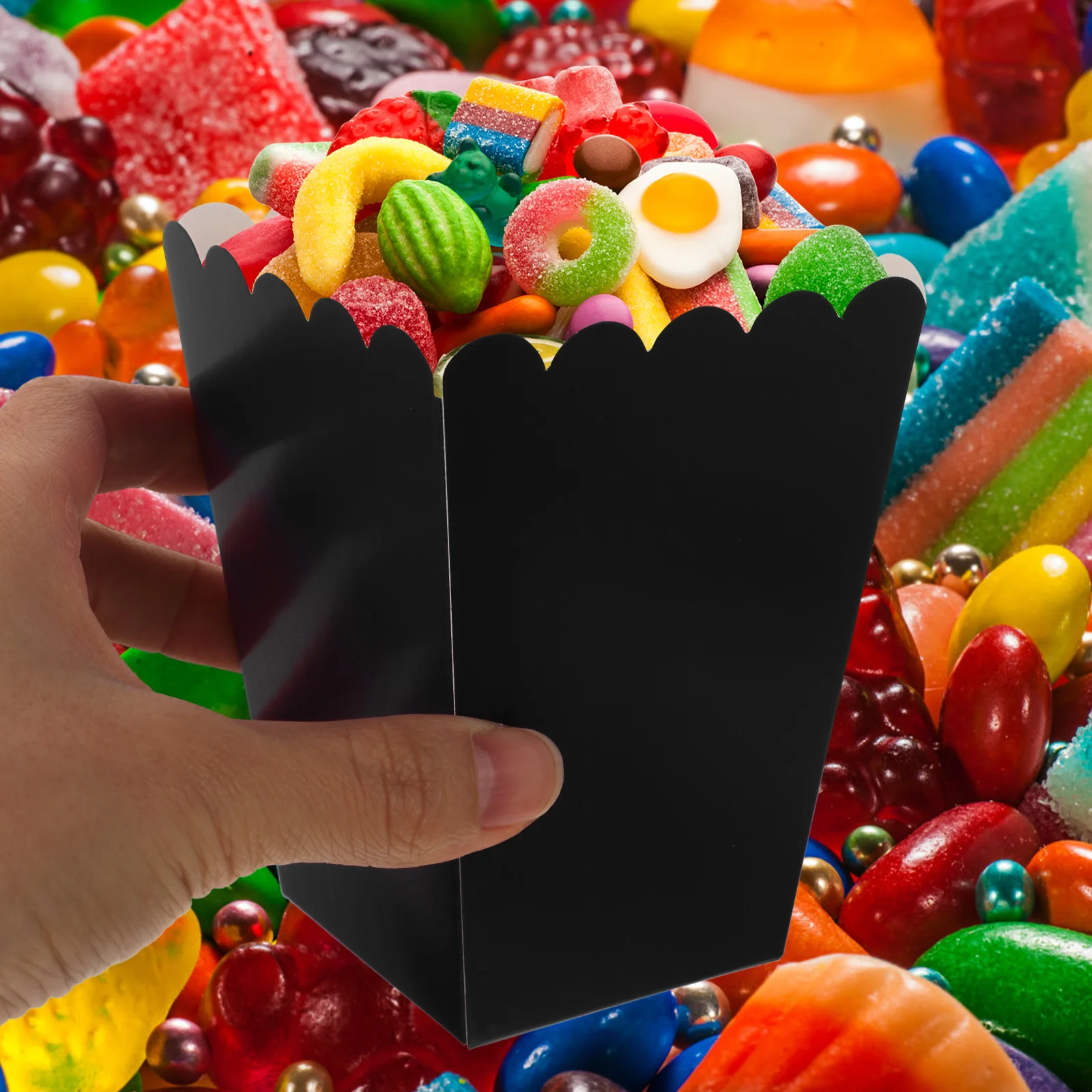 

50 шт., мешок для конфет, 250 г, белые картонные коробки для попкорна, контейнер для закусок, одноразовая сервировочная коробка, кухонная посуда