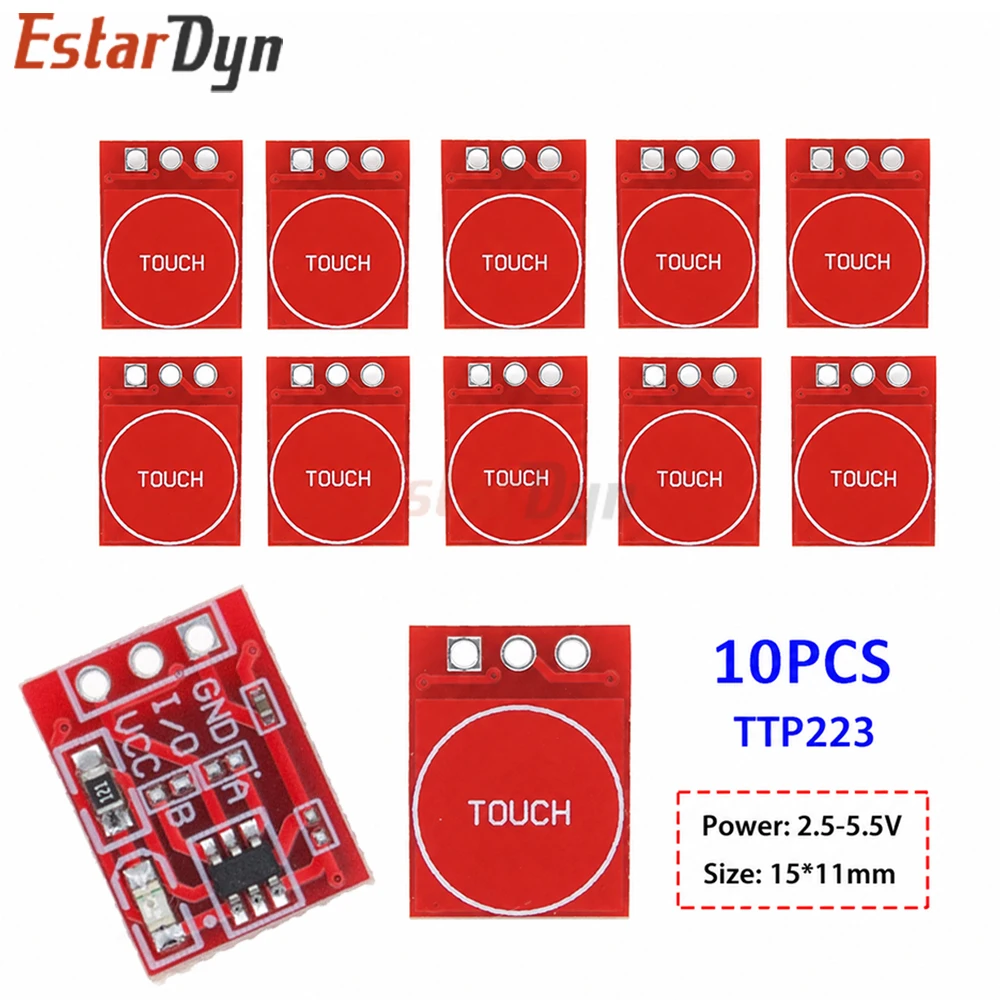 Estardyn 1/5/10Pcs TTP223 Touch Button Module Self-Locking Momentary Capacitive Switch Single Channel for DIY Projects