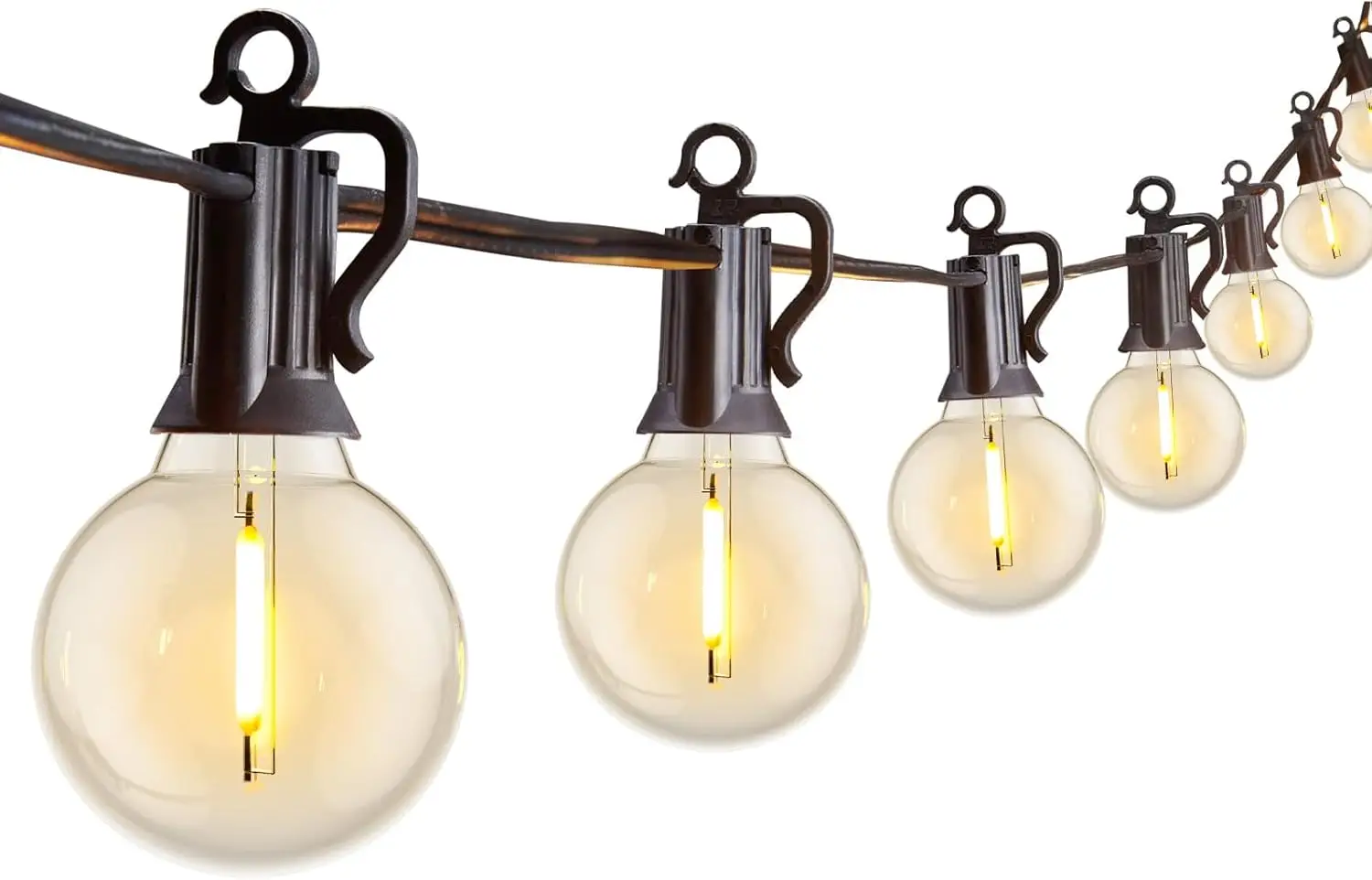 

29FT G40 LED Patio String Lights, Plug-in, 13 Shatterproof Bulbs, E12 Base, Dimmable, Connectable, Waterproof, Black