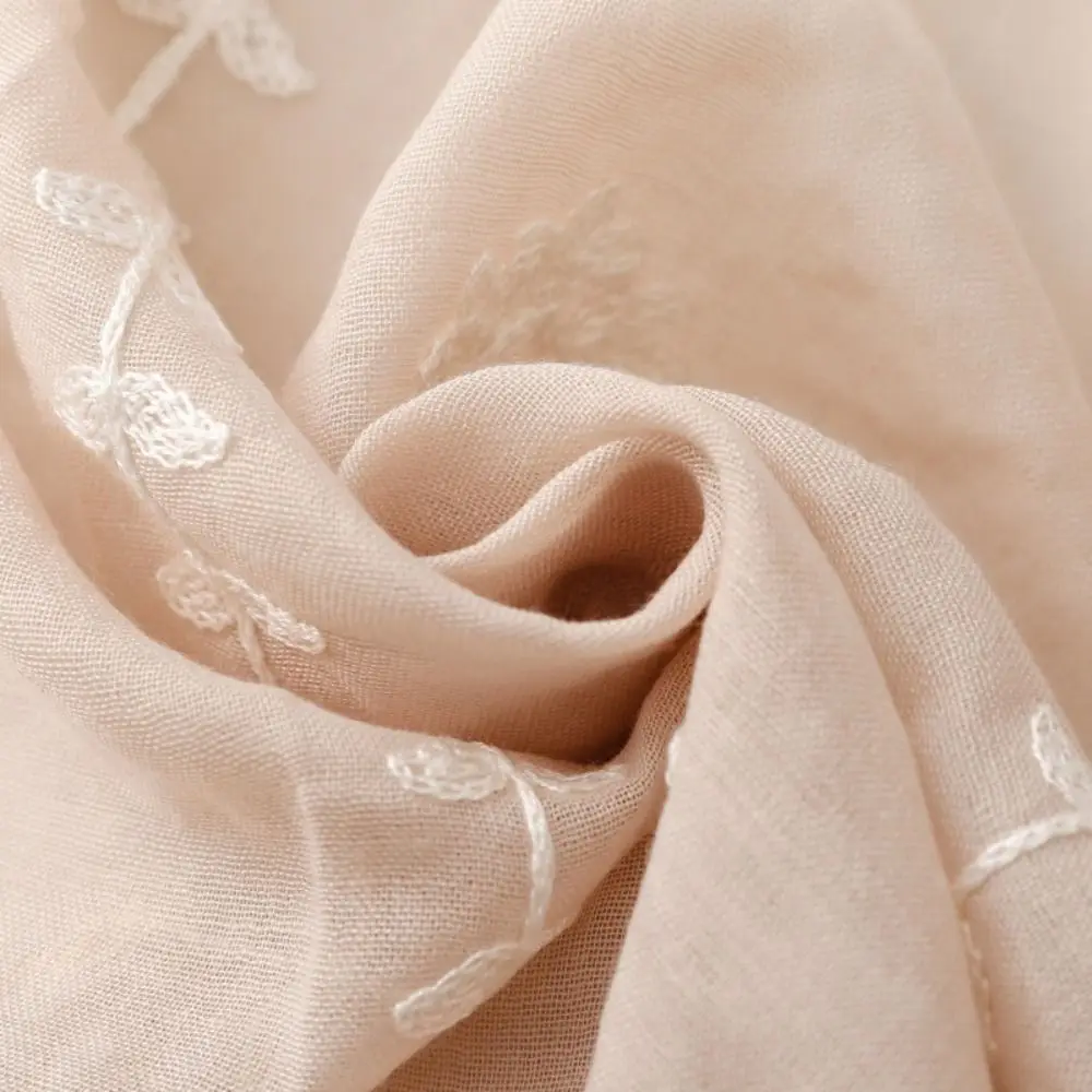 

All-match Long Embroidery Flower Scarf Bohemian Yarn Printed Silk Scarf Large Solid Color Ethnic Style Wrap Clothing Accessories