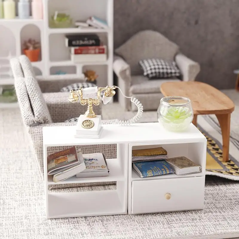 1Pcs 1/12 Dollhouse Storage Cabinet TV Combination Cabinet For Micro Landscape Decoration Miniature Food Toy Model DIY Accessory