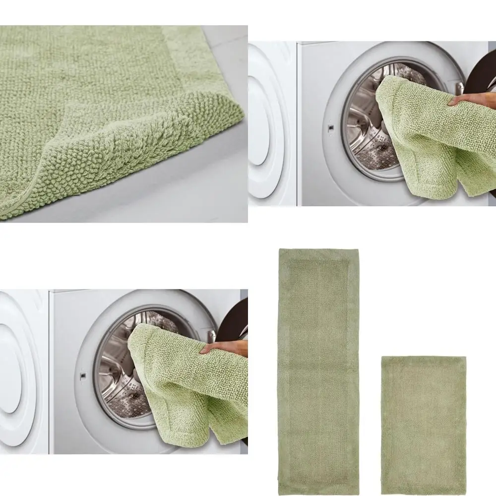 

Набор двусторонних ковриков для ванной из 100% хлопка, моющиеся, комфортные, быстросохнущие, влаговпитывающие, коллекция Sage Edge