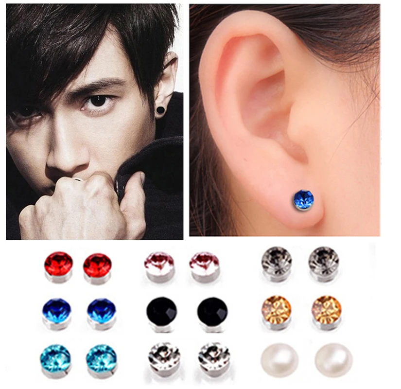 1 Pair Crystal Strong Magnetic Ear Stud For Women Zircon Clip Earrings Men Punk No Hole Magnet Earrings Non Piercing Jewelry view 2