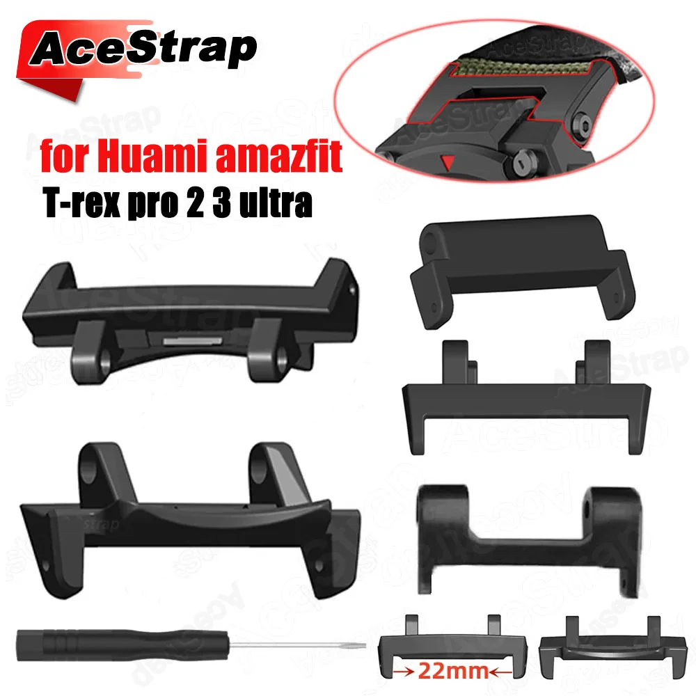 1 Pair Metal Watch Connector for Huami Amazfit T-Rex 3 2 Pro Watch Band Adapter Tyrannosaurus Smartwatch Accessories with Tool