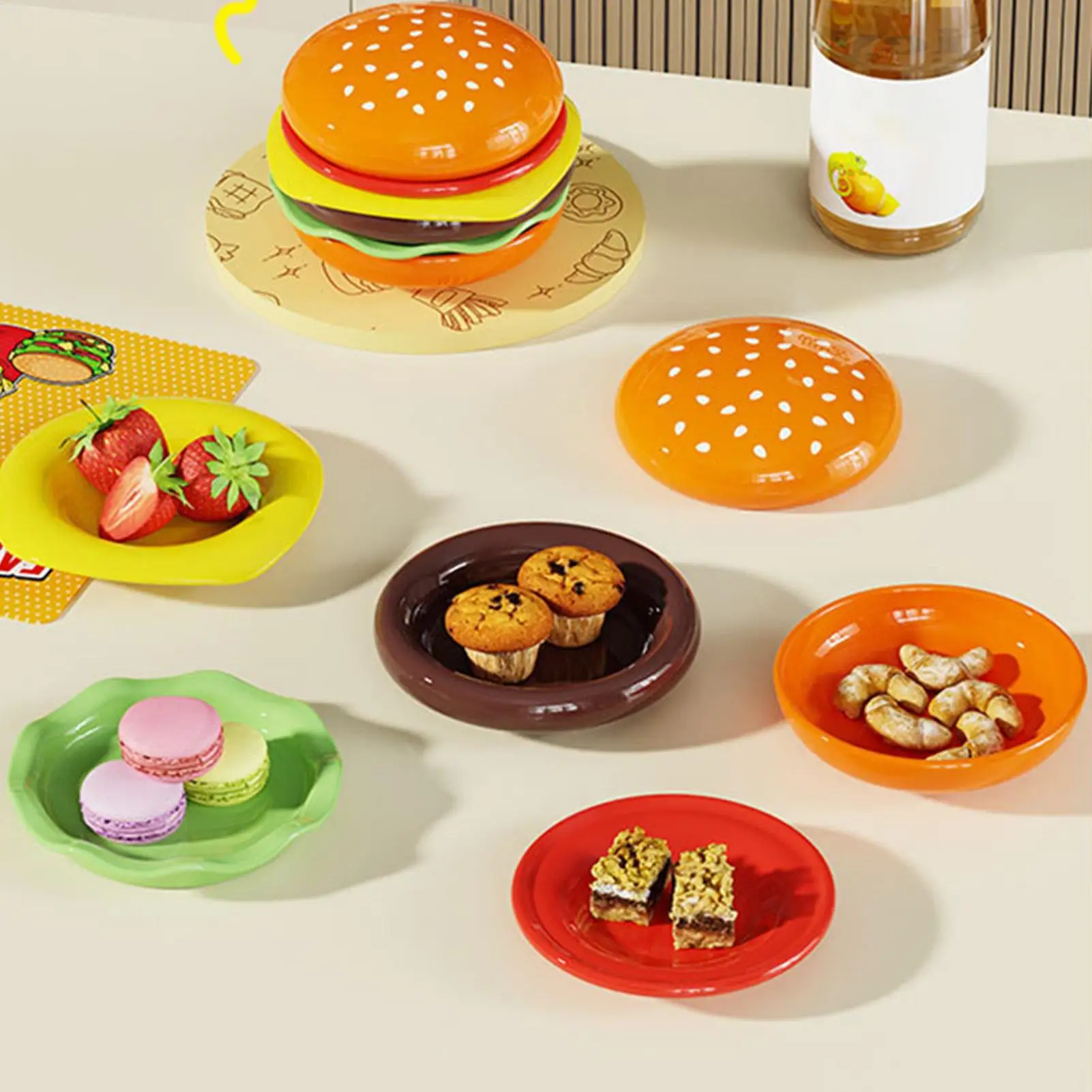 Soy Sauce Dish 6 Pieces Kitchen Seasoning Plate Stackable Burger Sauce Bowls Dishwasher Safe for Ketchup Sushi Snack BBQ Party