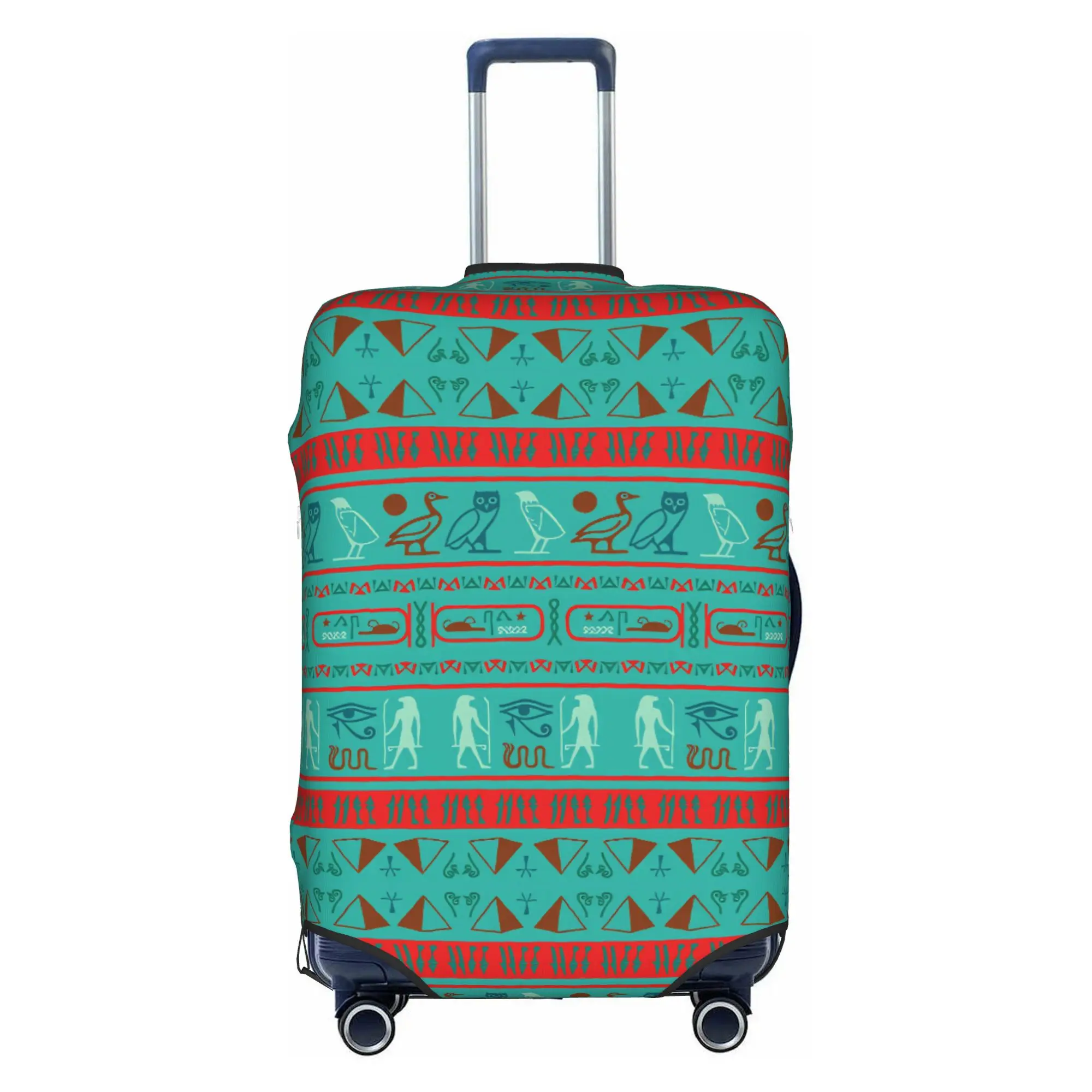 Hieroglyphs Egyptian Pyramids Suitcase Cover Washable Eye of Horus Ankh Travel Luggage Covers for 18-32 inch