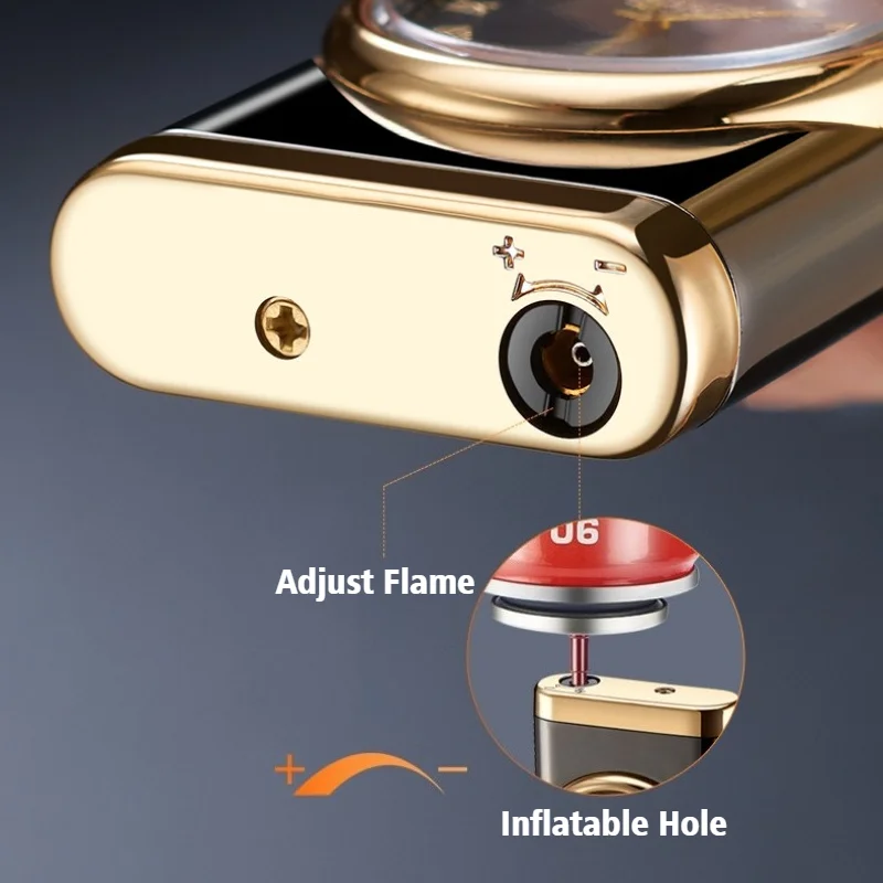 Nieuwe Smart Rocker Horloge Blue Fire Dial Opblaasbare Aansteker voor Rookt Winddicht Open Vlam Sigarettenaanstekers & Roken Accessorie