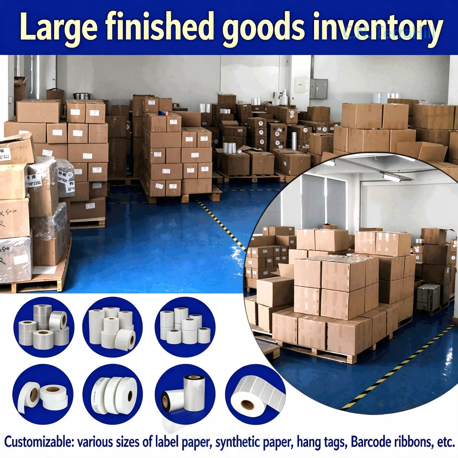 Thermal Label Paper 100x100mm Self-Adhesive Sticker Roll for Barcode Shipping Labels Production Customization