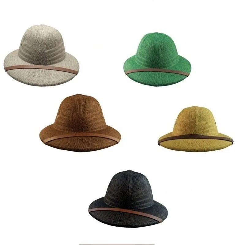 Unisex Safari Sun Hat Breathable Pith Helmet Explorer Beekeeper Cap with Leather Band for Outdoor Hiking Camping Family Matching