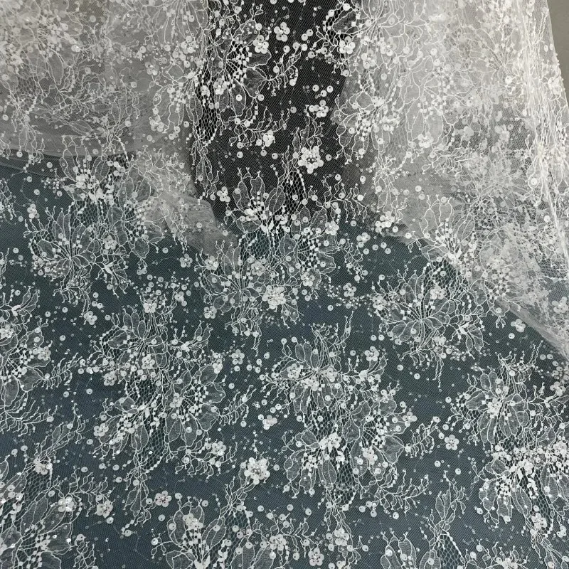 

New Fashionable High-end Pearl Embroidery Sequin Embroidery Lace Decal Wedding Dress Veil DIY Clothing Decoration Accessories