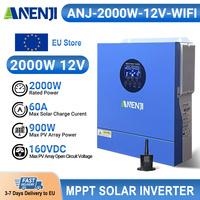 2KW 12V Off-Grid Hybrid Solar Inverter Pure Sine Wave PV 30-160 VDC MPPT WiFi Charge Controller