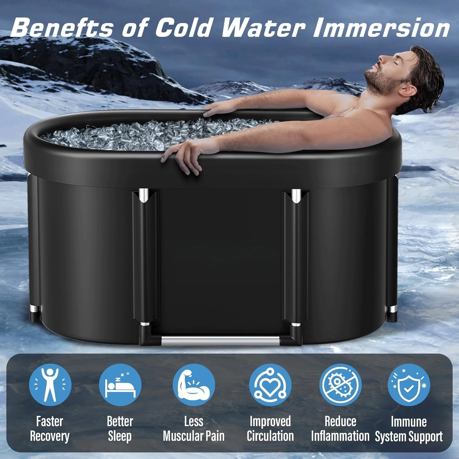 

Upgrade XL 129 Gal Large Oval Ice Bath Tub for Athletes,Multiple Layered Portable Outdoor Cold Plunge Tub for Recovery