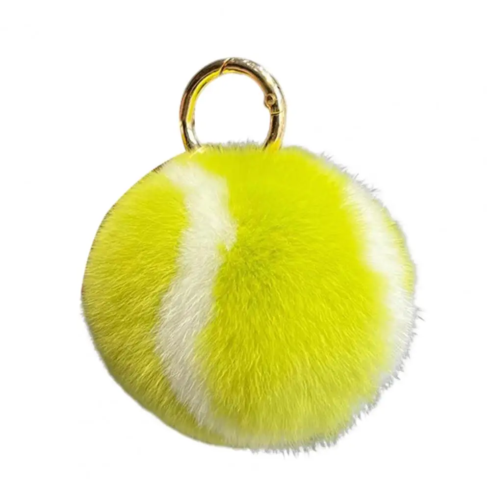 Plush Tennis Ball Key Chain with Metal Ring Stress Relief Round Squeeze Ball Toy DIY Mini Keychain Pendant Backpack Ornament