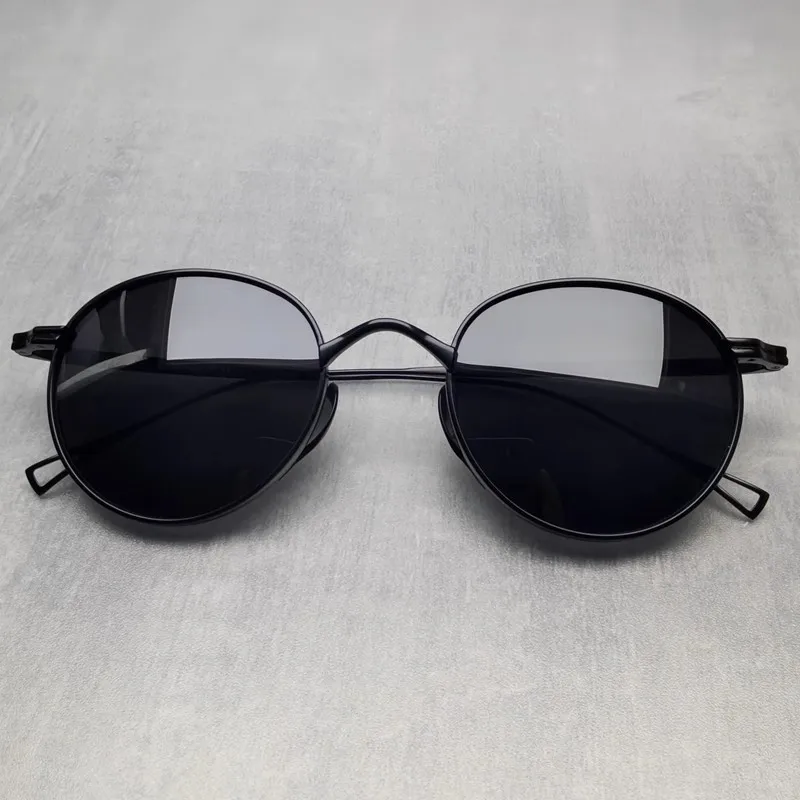 Pure Titanium Retro Round Polarized Sunglasses for Men Vintage Outdoor UV400 Sunglass Women  Japanese Brand Design Sun Glasses