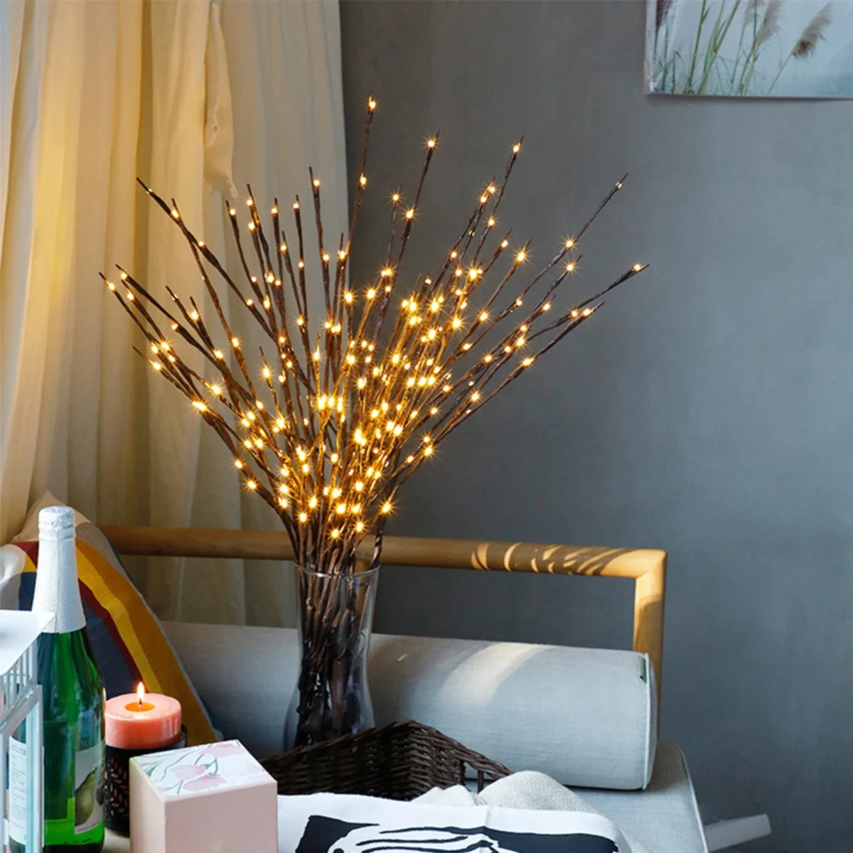 20 LED Twig Lighted Branch Vase Filler Tree Branch Light Christmas Wedding Christmas  Year Decorative Lights Night Lamp Led