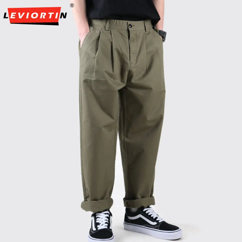 2025 Spring and Autumn Men's New Trendy Brand Loose Solid Color Work Pants Men's Versatile Japanese Retro Casual Pants 8070#