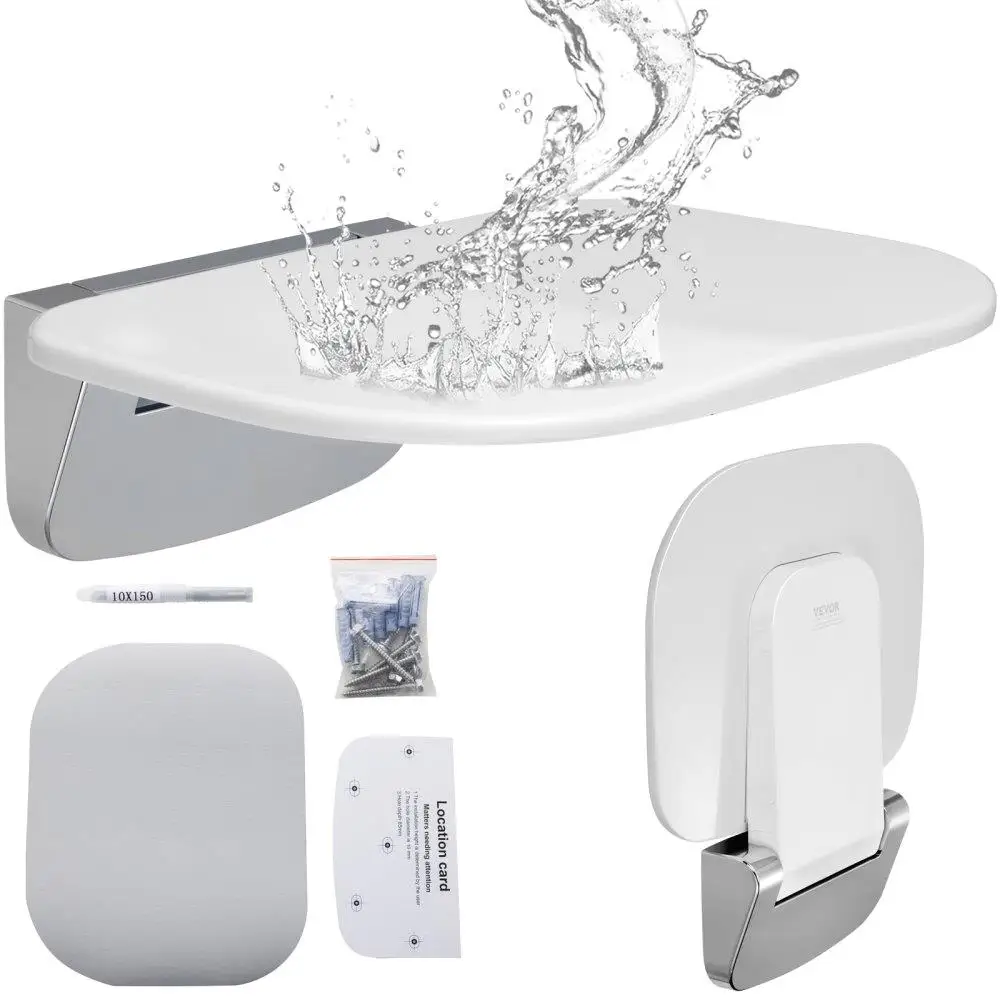

Urea Formaldehyde Foldable Wall Mounted Shower Seat 13.6 x 12.8 inches 450 lbs Load Capacity Space Saving for seniors Children