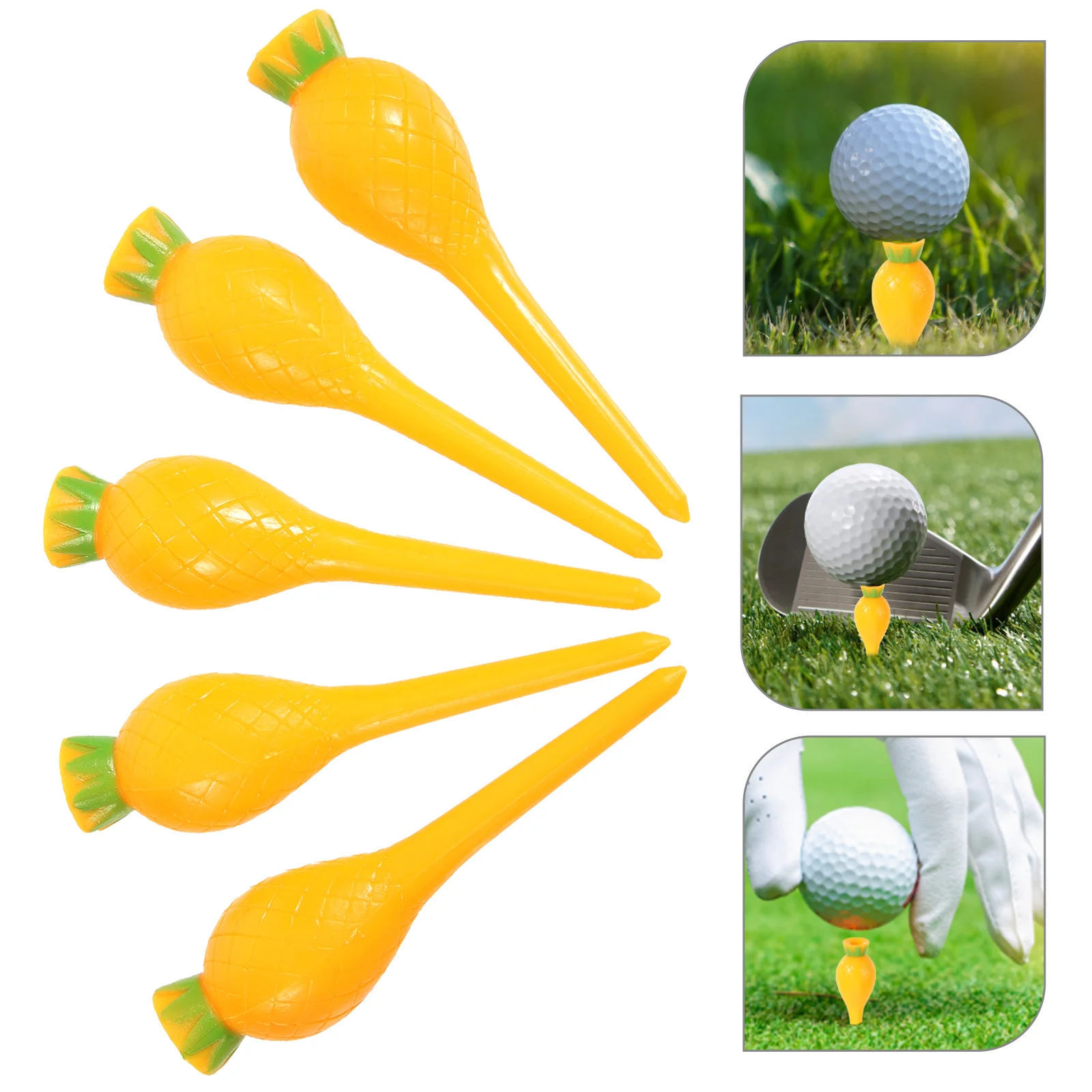 

5Pcs Cartoon Pineapple Golf Tees Durable Plastic Professional Golf Pegs Training Accessories for Indoor Outdoor Practice