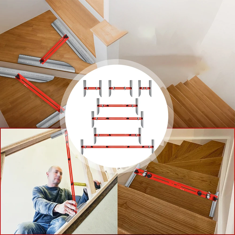 1set Aluminum Alloy Stair Measuring Tool Template Cabinet Shelf Layout Adjustments Innovative Fixture For Cabinet Template Jig ﻿