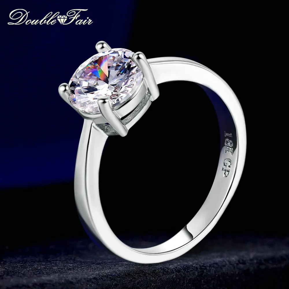 Double Fair Top Quality Round AAA+ Cubic Zirconia Rose Gold Color Fashion Jewelry Rings For Women Engagement DFR333
